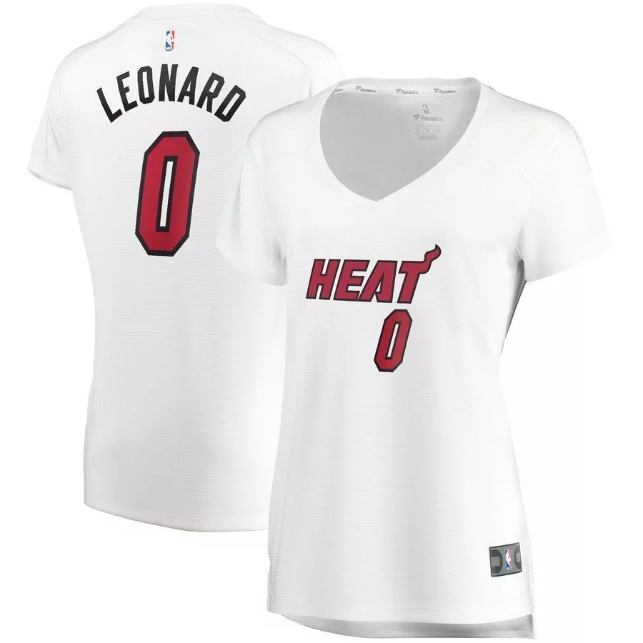 Kawhi Leonard Heat Jersey White Women V-neck T-shirt Red Black