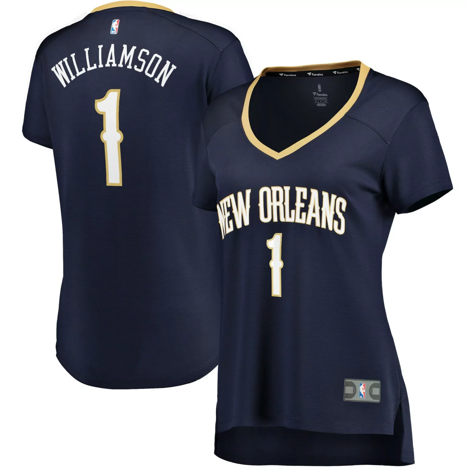 Zion Williamson 1 New Orleans Jersey Navy Women Replica Gold White Icon