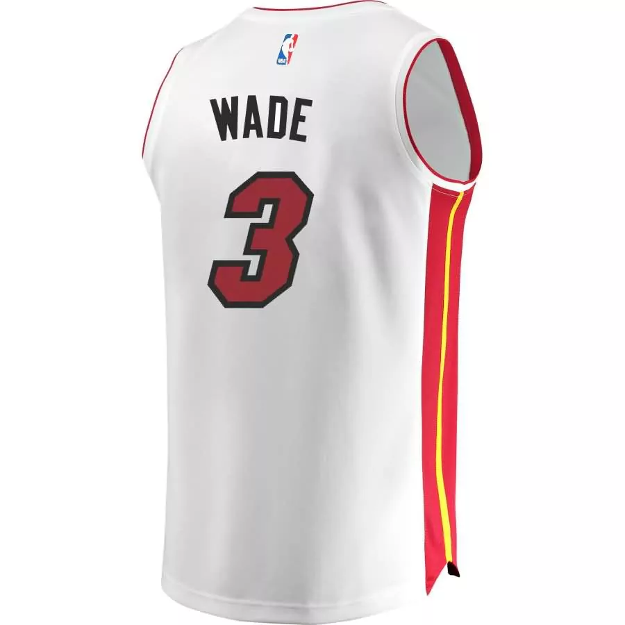 Dwyane Wade 3 Miami Heat Jersey White Men Red Yellow Home