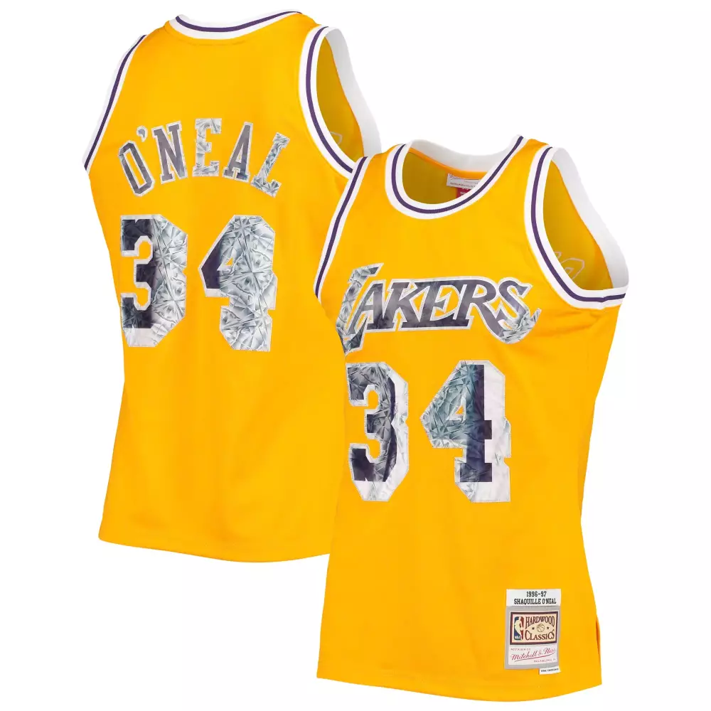 Shaquille Oneal 34 Lakers Jersey Yellow 1996-97 O'neal Hardwood Classics Mitchell Ness