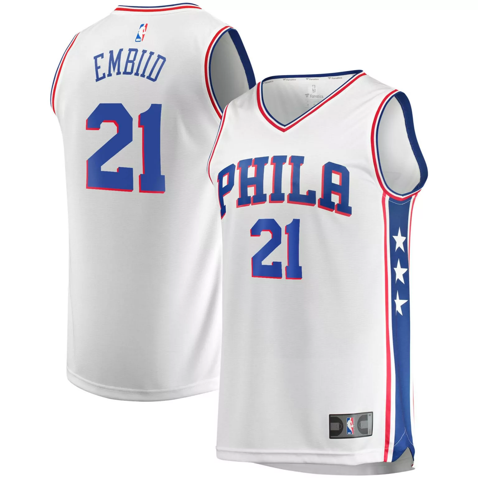 Joel Embiid 21 Philadelphia 76ers Jersey White Men Blue Red