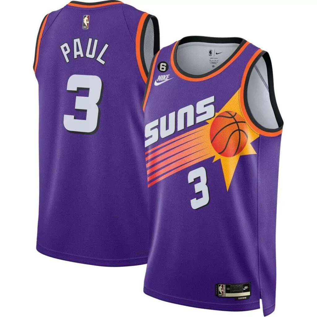 Chris Paul 3 Suns Jersey Purple Men Split Design Orange White Classic Swingman All