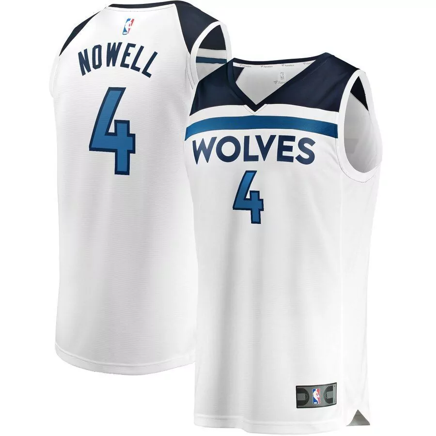 Jaylen Nowell 4 Timberwolves Jersey White Men Navy Blue Light