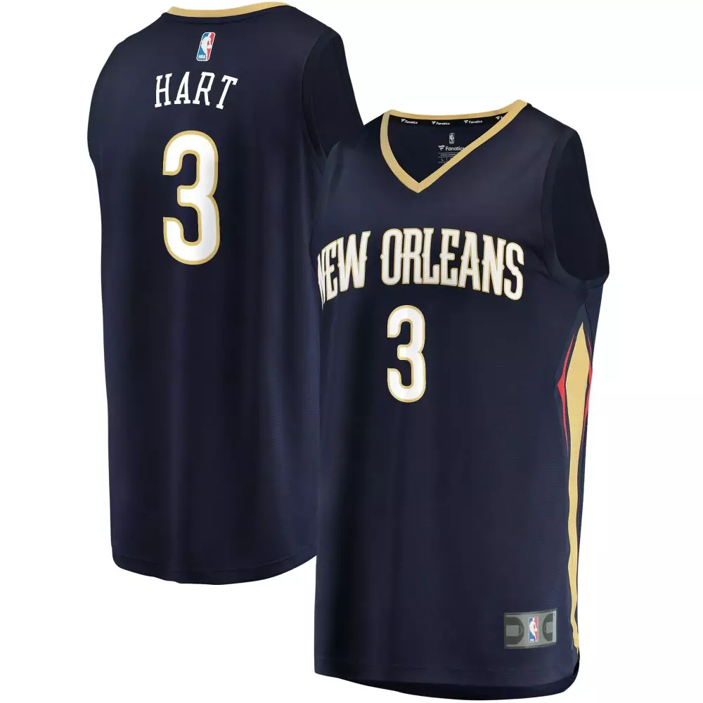 Josh Hart 3 New Orleans Pelicans Jersey Navy Men NBA Gold Red White Icon