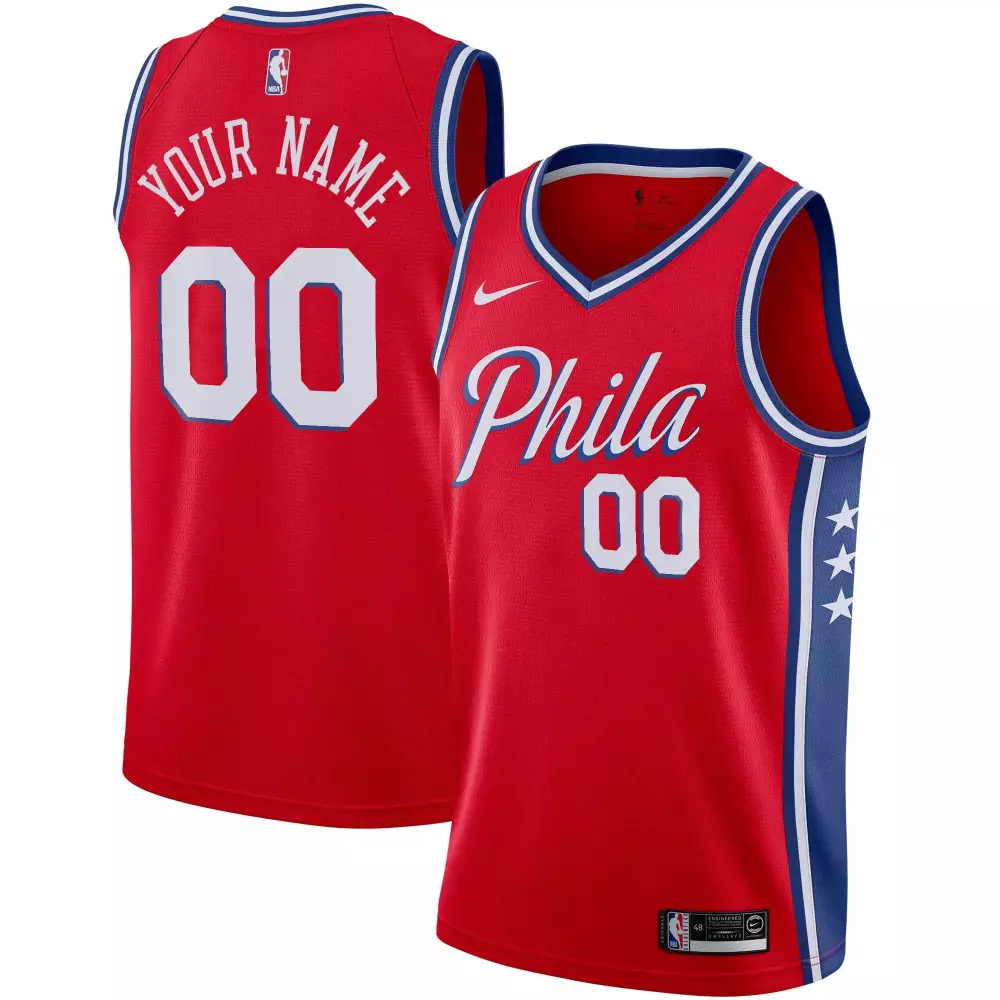 Custom Philadelphia 76ers Jersey Red Men White Blue