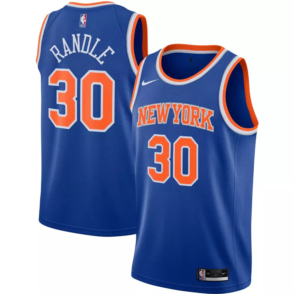 Julius Randle 30 New York Knicks Jersey Blue Men NBA Orange White Icon