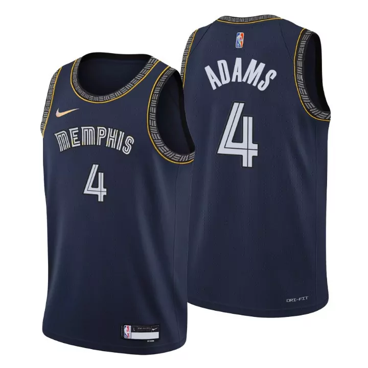 Steven Adams 4 Memphis Grizzlies Jersey Navy Blue Men White Gold