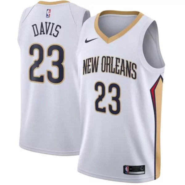 Anthony Davis 23 Jersey White New Orleans Pelicans Men Gold Navy Blue Swingman