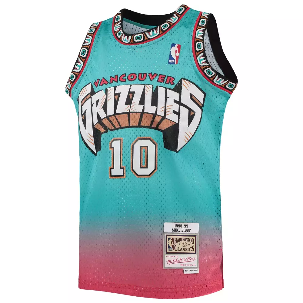 Mike Bibby 10 Vancouver Grizzlies Jersey Teal 1998-99 Hardwood Classics 1998 Men