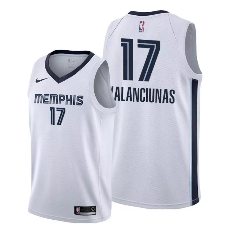Jonas Valanciunas 17 Jersey White Memphis Grizzlies Men NBA Navy Blue