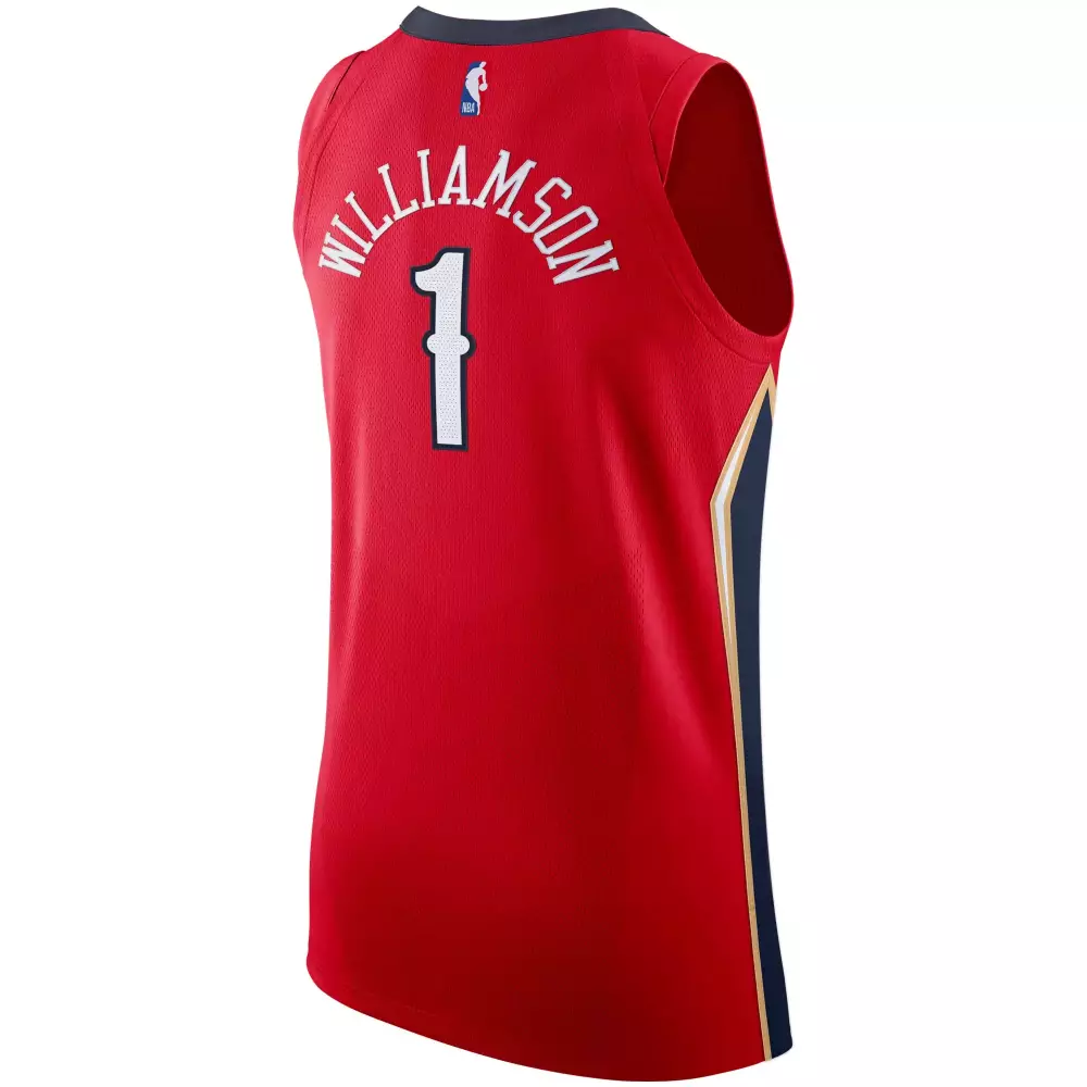Zion Williamson 1 Jersey Red New Orleans Pelicans Men Replica Navy Gold