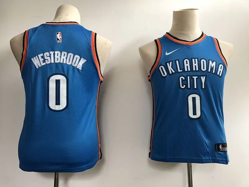 Russell Westbrook Jersey Blue Oklahoma City Thunder Men NBA Orange White