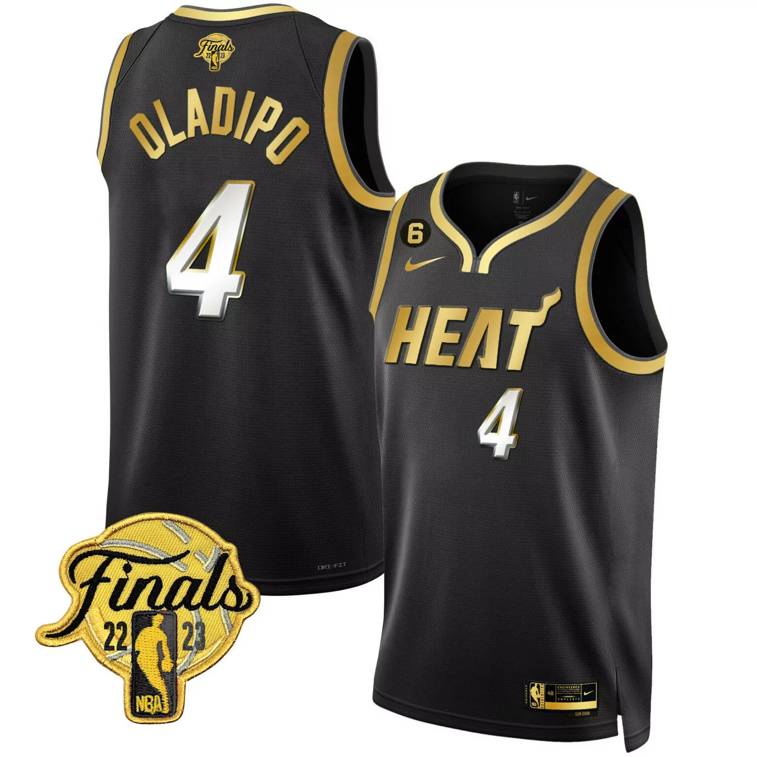 Victor Oladipo 4 Heat Jersey Black Finals 22-23 Men Standard Gold Collection All