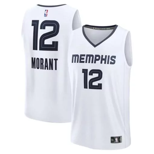 Ja Morant 12 Memphis Grizzlies Jersey White Men Replica Navy