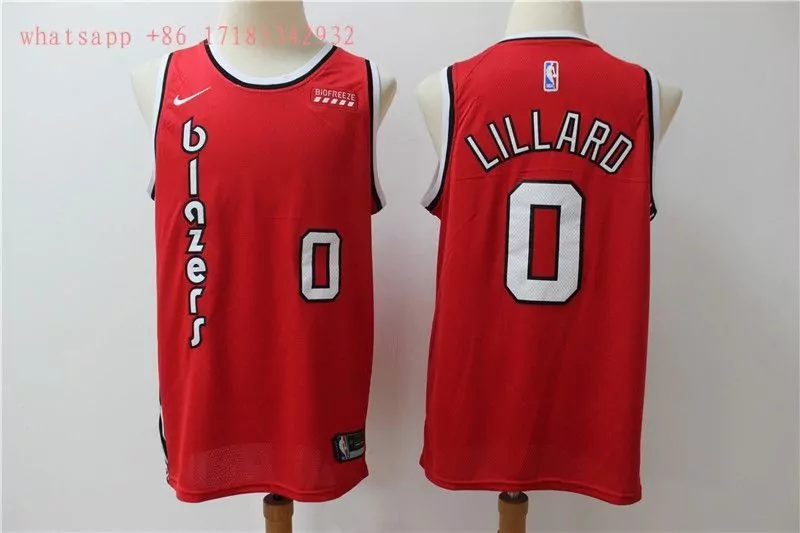 Damian Lillard Blazers Jersey Red Biofreeze Men Black White