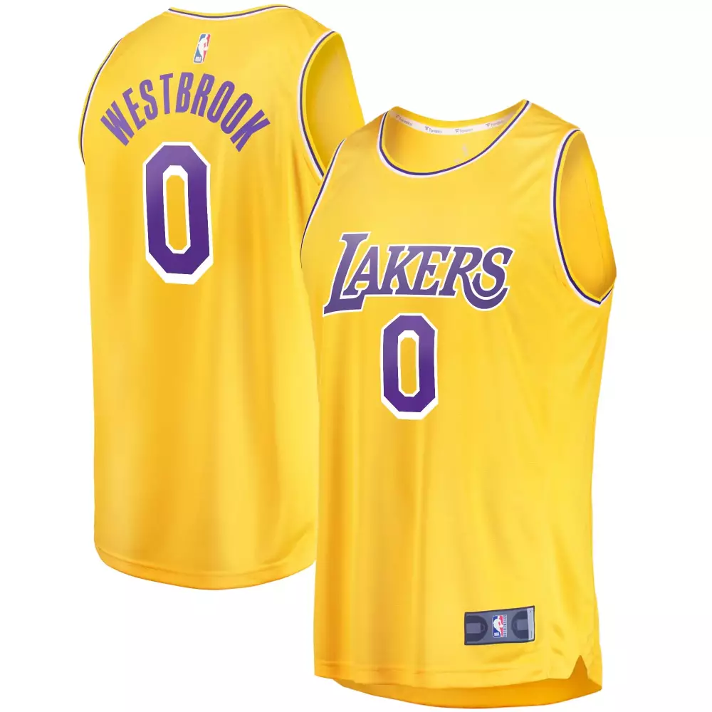 Russell Westbrook Lakers Jersey Yellow Men Sleeveless Purple Icon