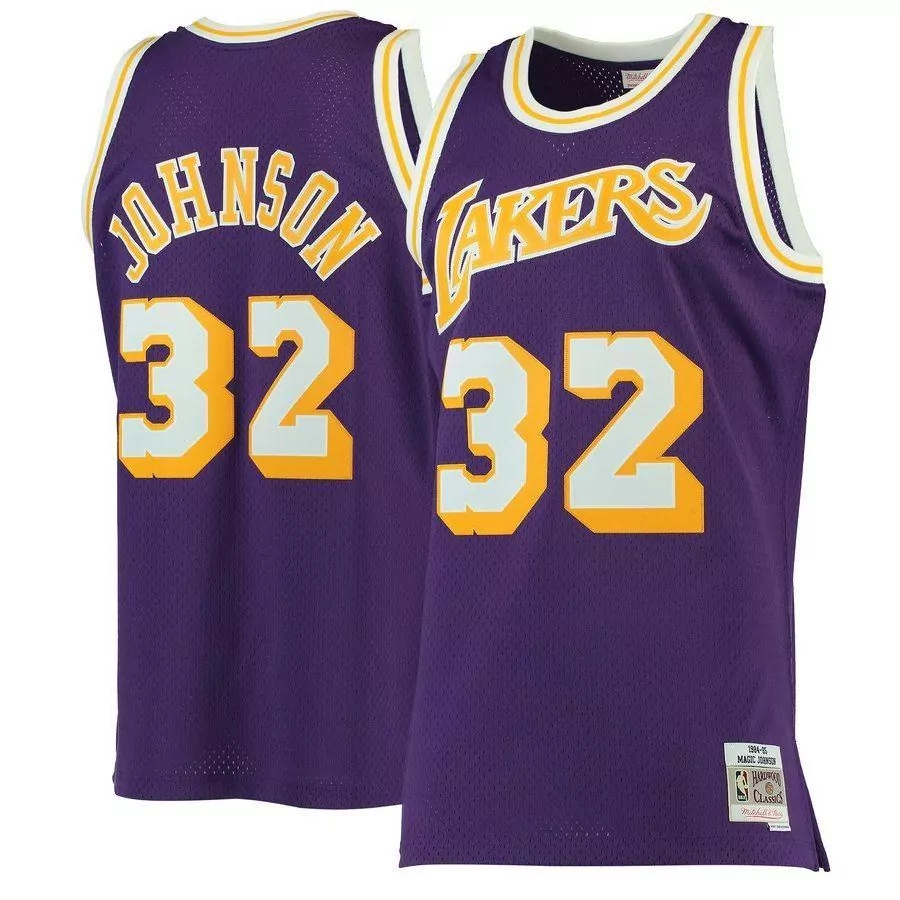 Magic Johnson 32 Lakers Jersey Purple 1984-85 Mitchell Ness Hardwood Classics Men