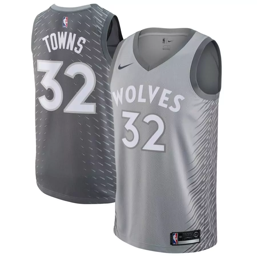 Karl Anthony 32 Jersey Gray Minnesota Timberwolves Men White Swingman