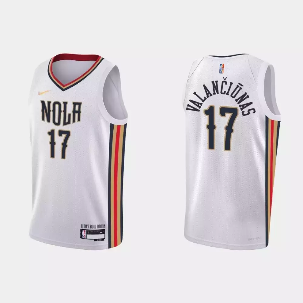 Jonas Valanciunas 17 Jersey White City Connect New Orleans Pelicans Cotton D2 Men