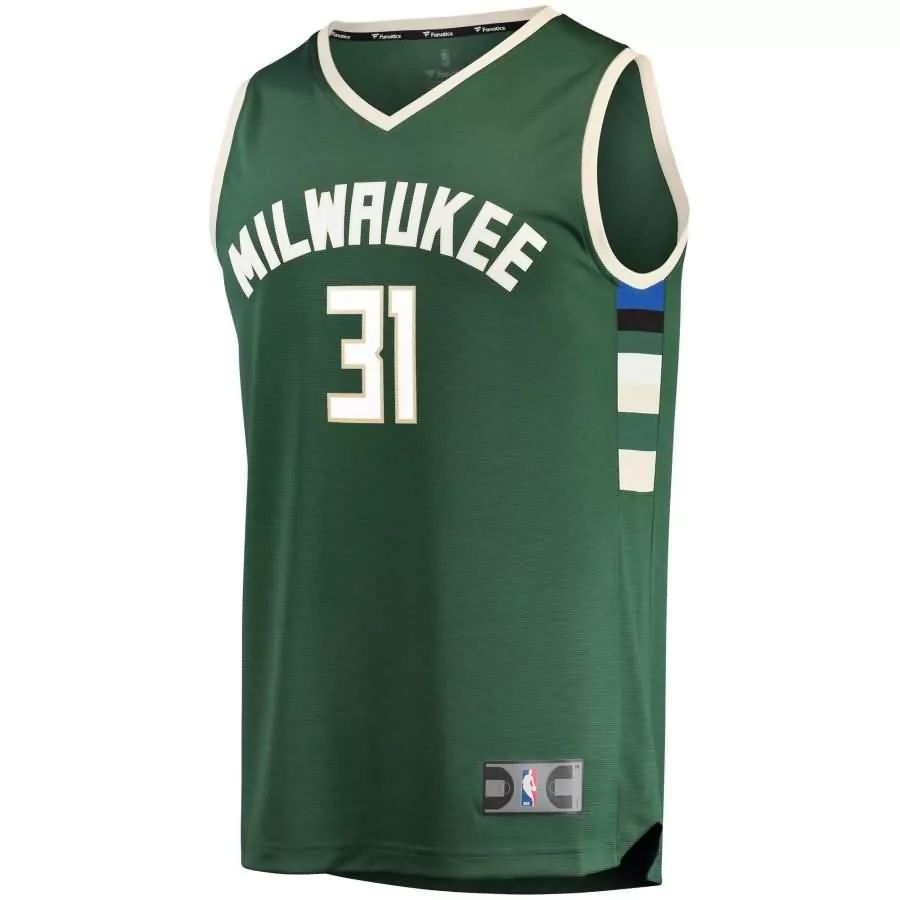 Kristaps Porzingis 31 Jersey Green Milwaukee Bucks Men Cream Black Blue Icon