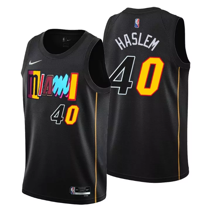 Udonis Haslem 40 Miami Jersey Black Men NBA Yellow Red Aqua