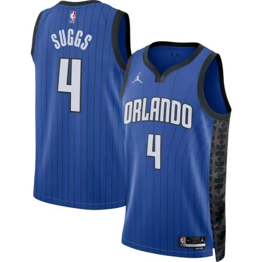Jalen Suggs 4 Orlando Magic Jersey Blue Men Black White Unisex