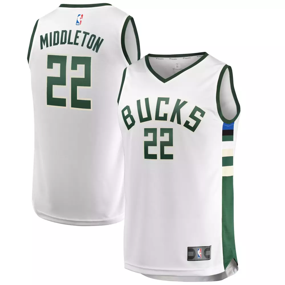 Khris Middleton 22 Jersey White Milwaukee Bucks Men Replica Green Cream Blue