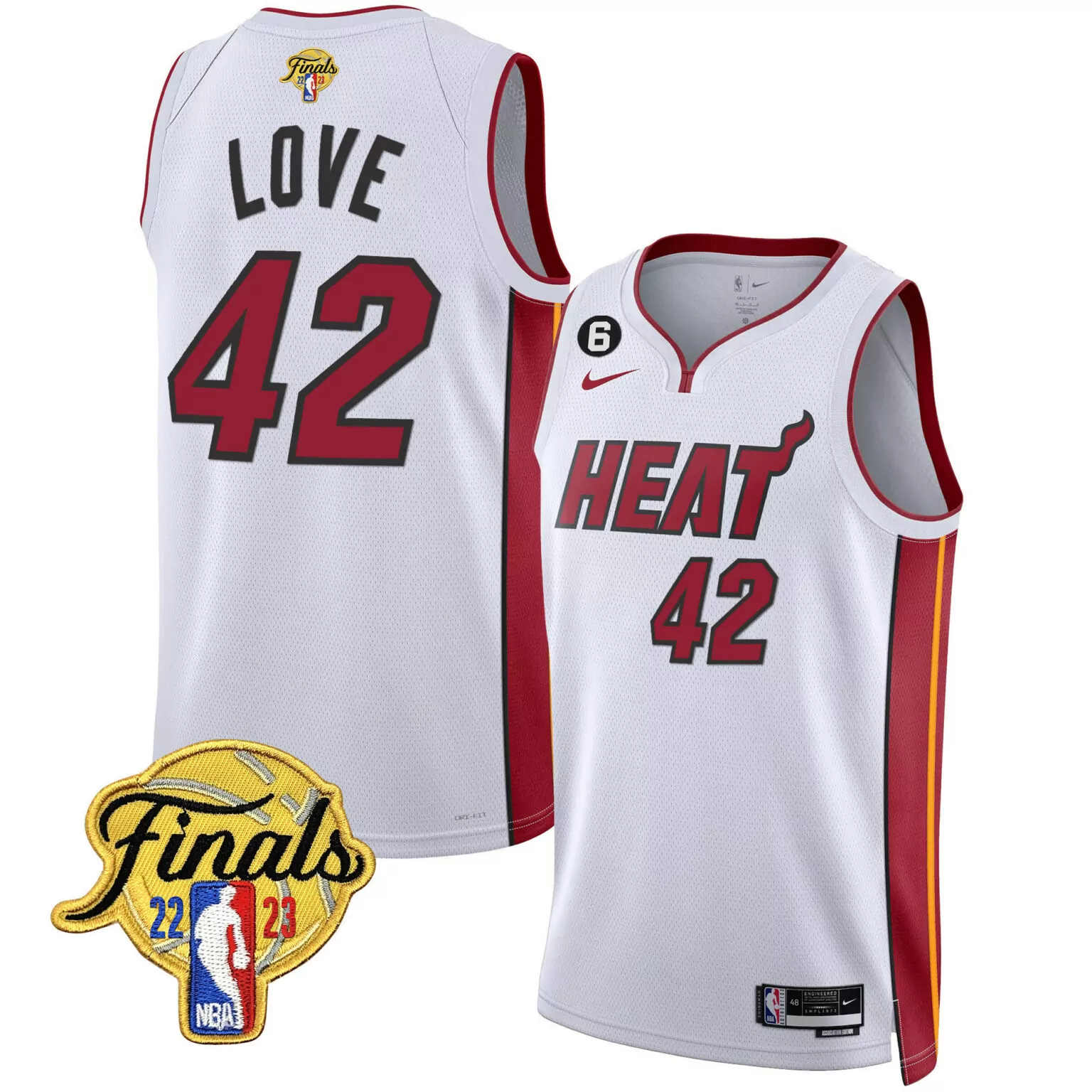 Kevin Love 42 Heat Jersey White Finals 2022-2023 Men Association Edition Alternate