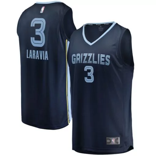 Jake Laravia 3 Grizzlies Jersey Navy Men Light Blue Yellow Icon