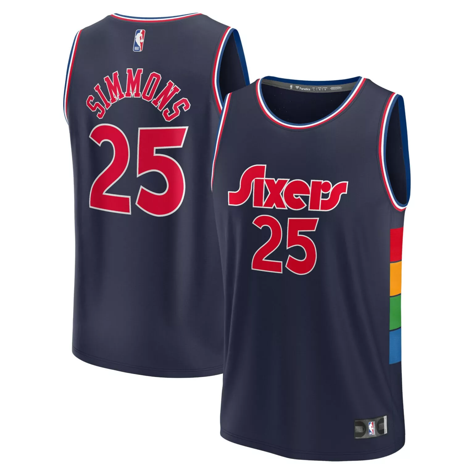 Ben Simmons 25 76ers Jersey Navy Men Red White