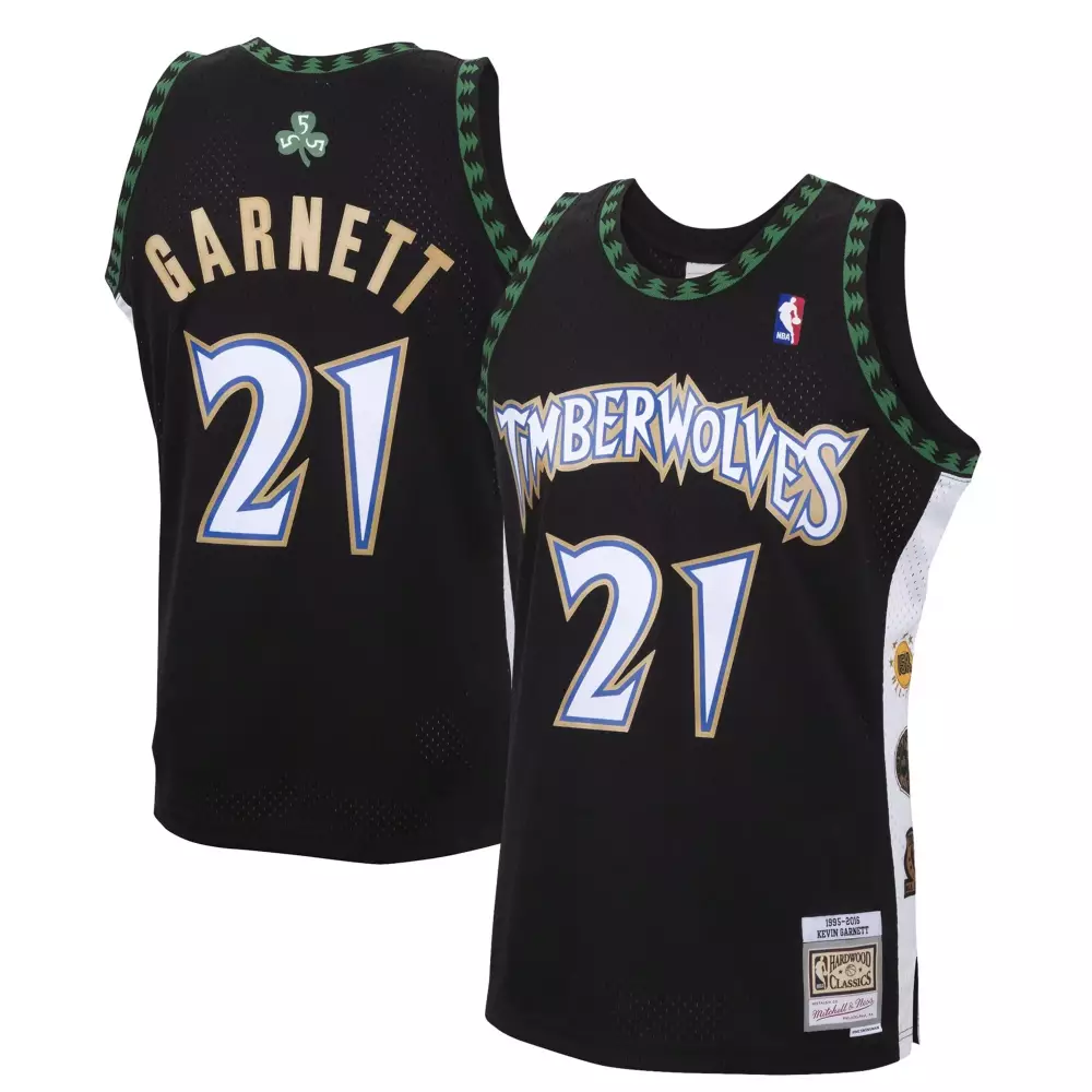 Kevin Garnett 21 Timberwolves Jersey Black 1995-2015 Hardwood Classics Men Replica