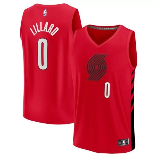 Damian Lillard Jersey Red Portland Trail Blazers Men Black