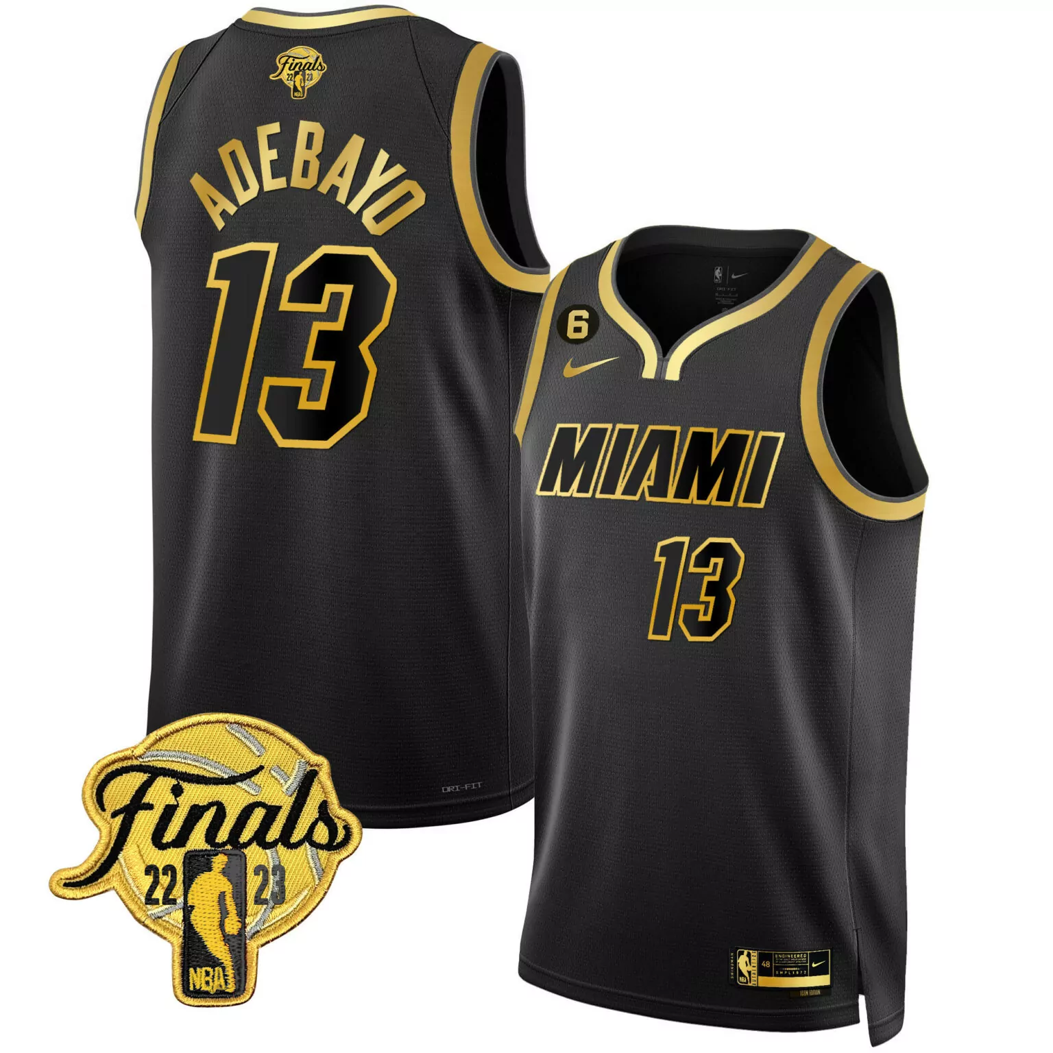 Bam Adebayo 13 Miami Jersey Black Finals 2022-2023 Men Gold Collection v4 All Stitched
