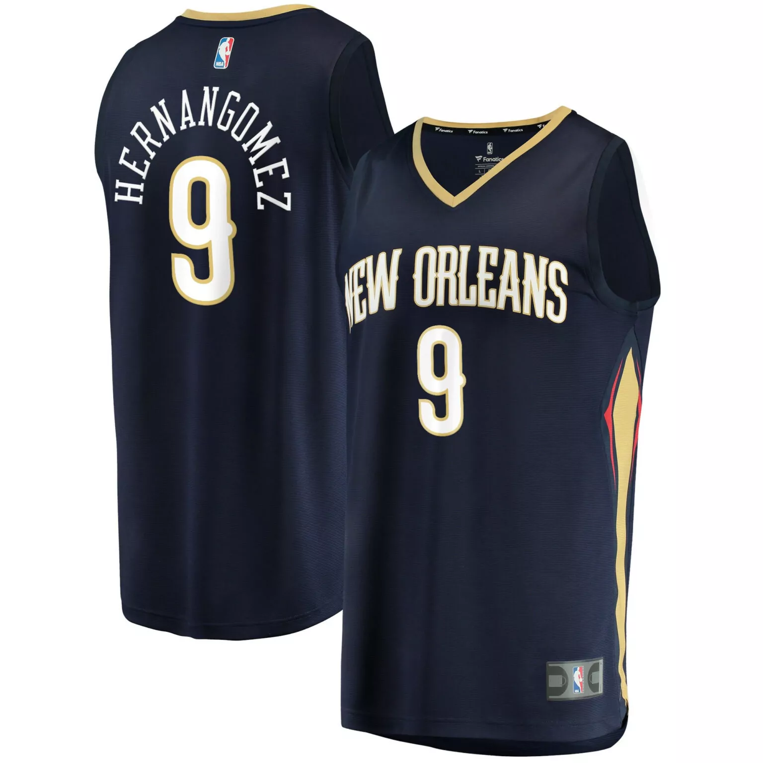 Willy Hernangomez 9 Jersey Navy New Orleans Pelicans Men NBA Gold Red Icon