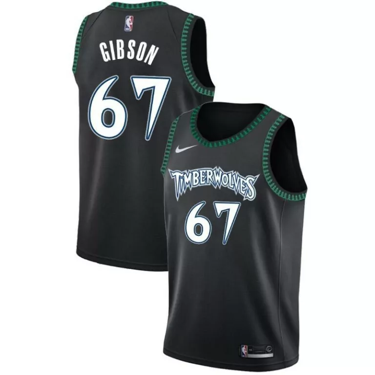 Taj Gibson 67 Timberwolves Jersey Black Men Green White