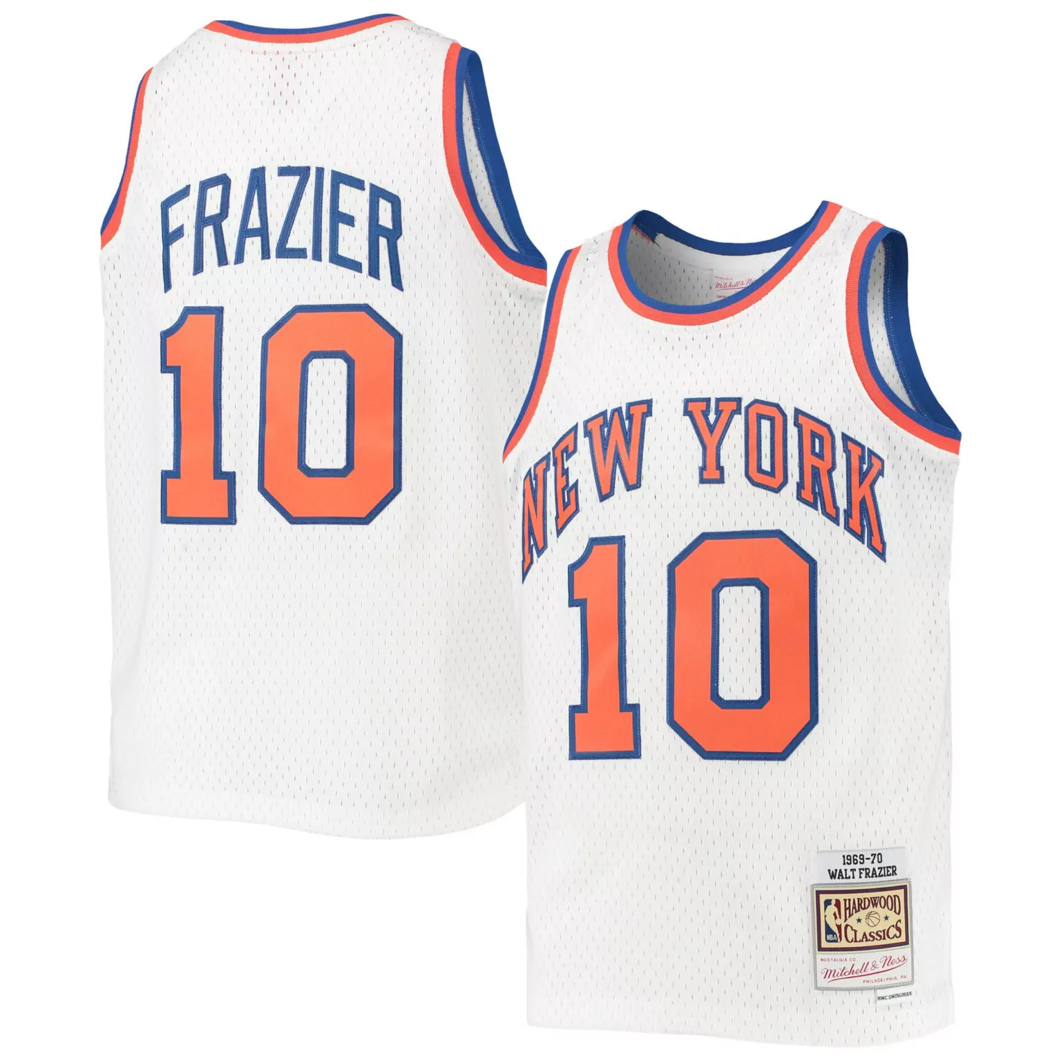 Walt Frazier 10 New York Knicks Jersey White Hardwood Classics Mitchell Ness 1970