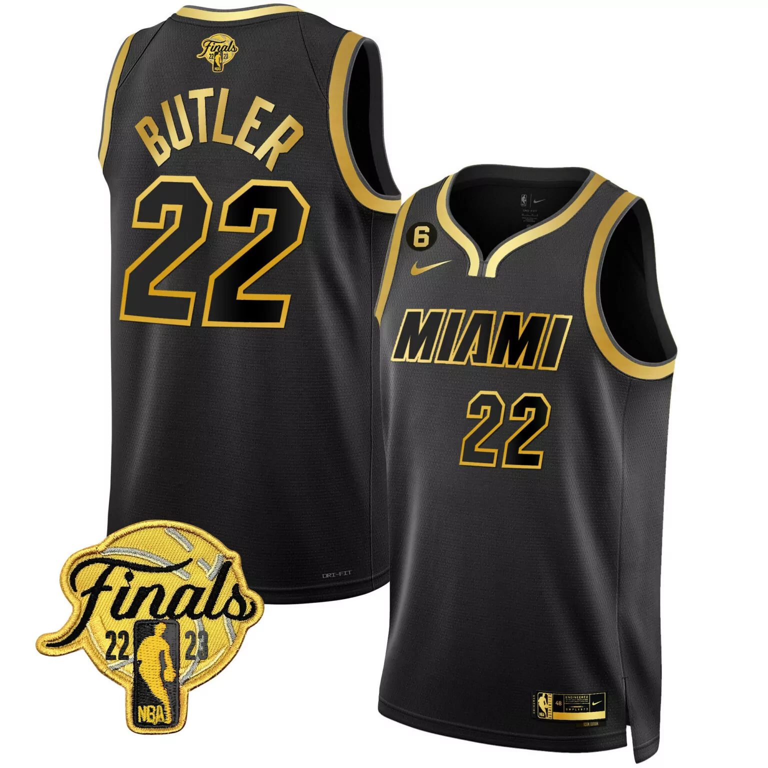 Jimmy Butler 22 Miami Heat Jersey Black Finals 22-23 Men Gold Collection v4 All Stitched