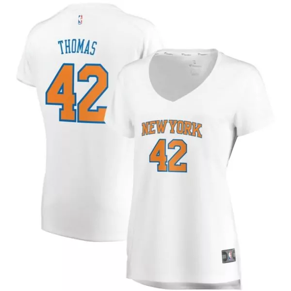 Cam Thomas 42 New York Knicks Jersey White Women T-shirt Orange Blue