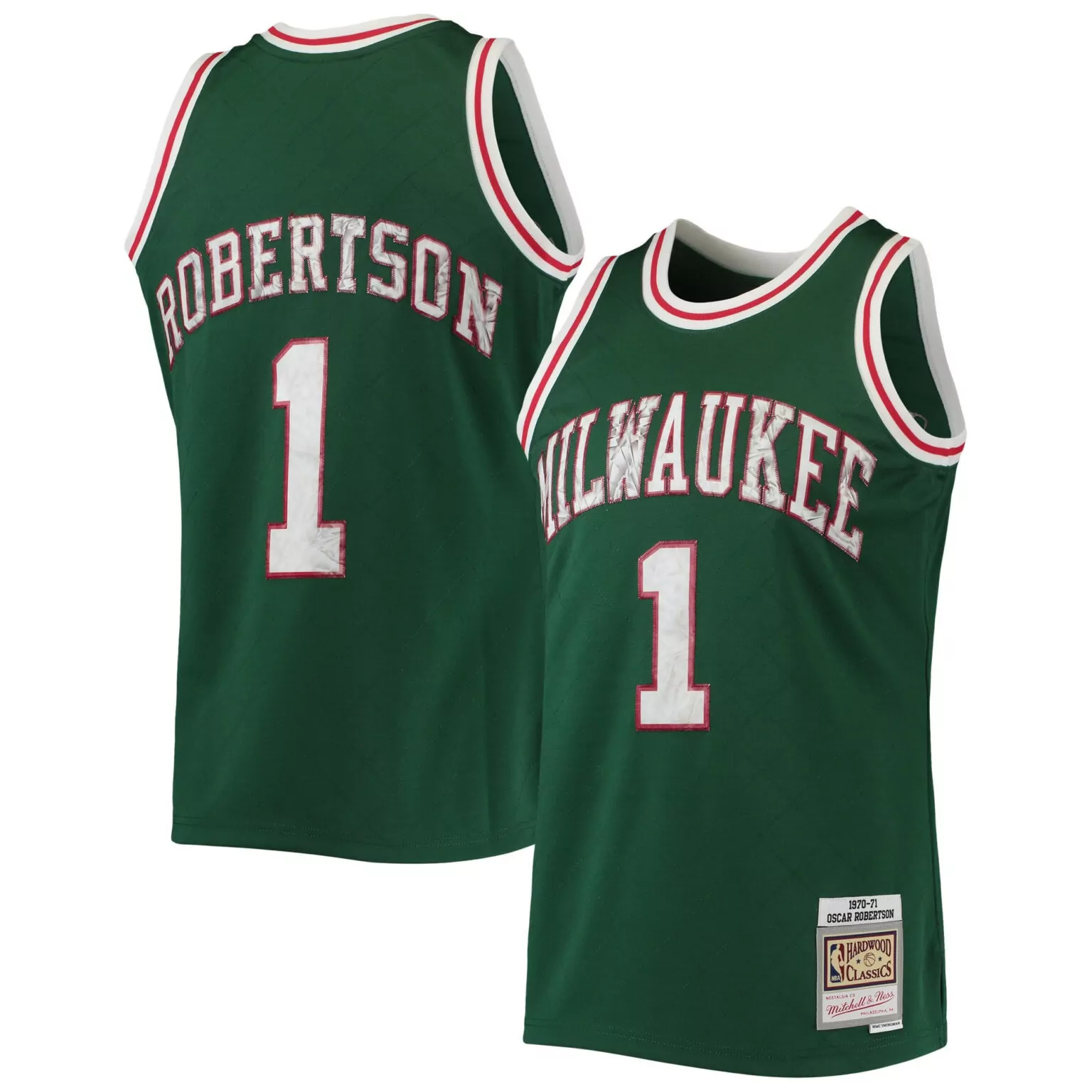 Oscar Robertson 1 Milwaukee Bucks Jersey Green Hardwood Classics Mitchell Ness 1970