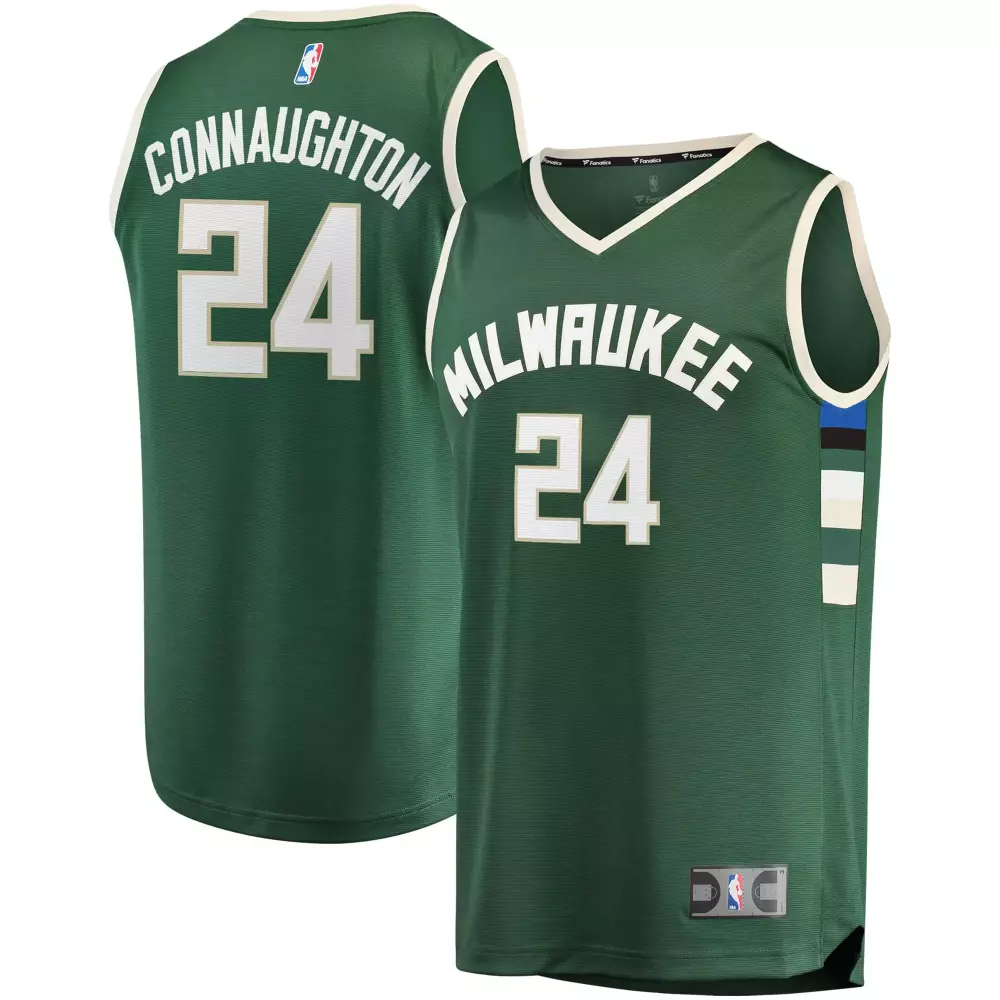 Pat Connaughton 24 Jersey Green Milwaukee Bucks Men White Cream Blue Black Icon