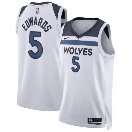 Anthony Edwards 5 Jersey White Minnesota Timberwolves Men Alternate Navy Blue Gray