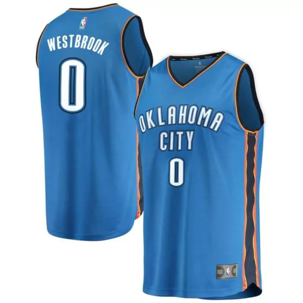 Russell Westbrook Jersey Blue Oklahoma City Thunder Men Orange Black Icon