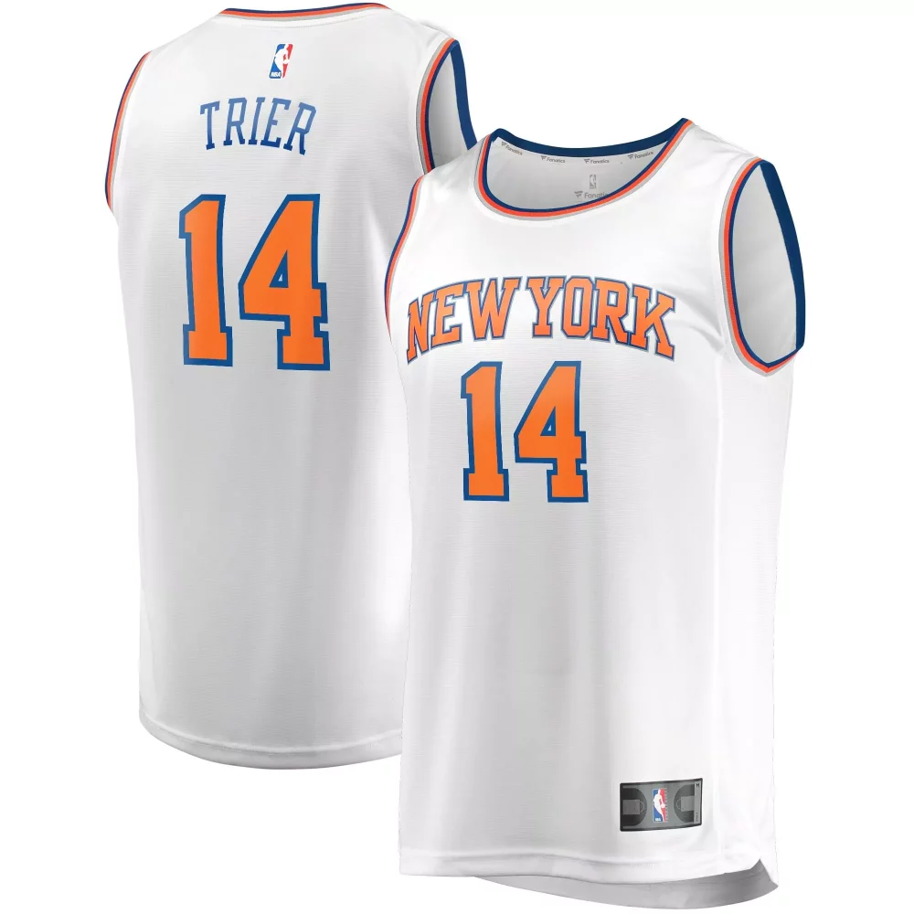 Allonzo Trier 14 New York Knicks Jersey White Men Orange Blue