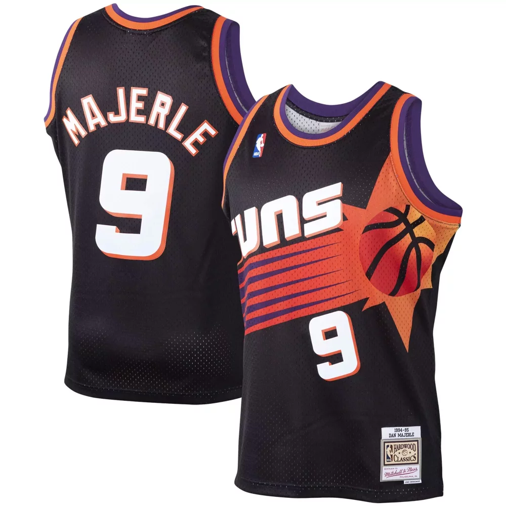 Dan Majerle 9 Suns Jersey Black Mitchell & Ness Hardwood Classics Men Split Design
