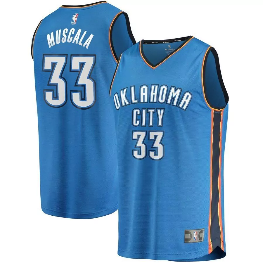 Mike Muscala 33 Jersey Blue Oklahoma City Thunder Men White Orange Black Icon