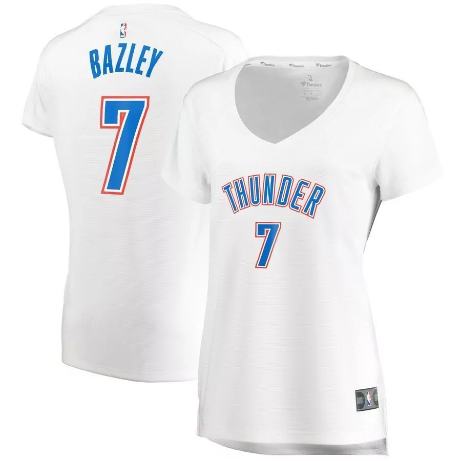 Darius Bazley 7 Thunder Jersey White Women Blue Red