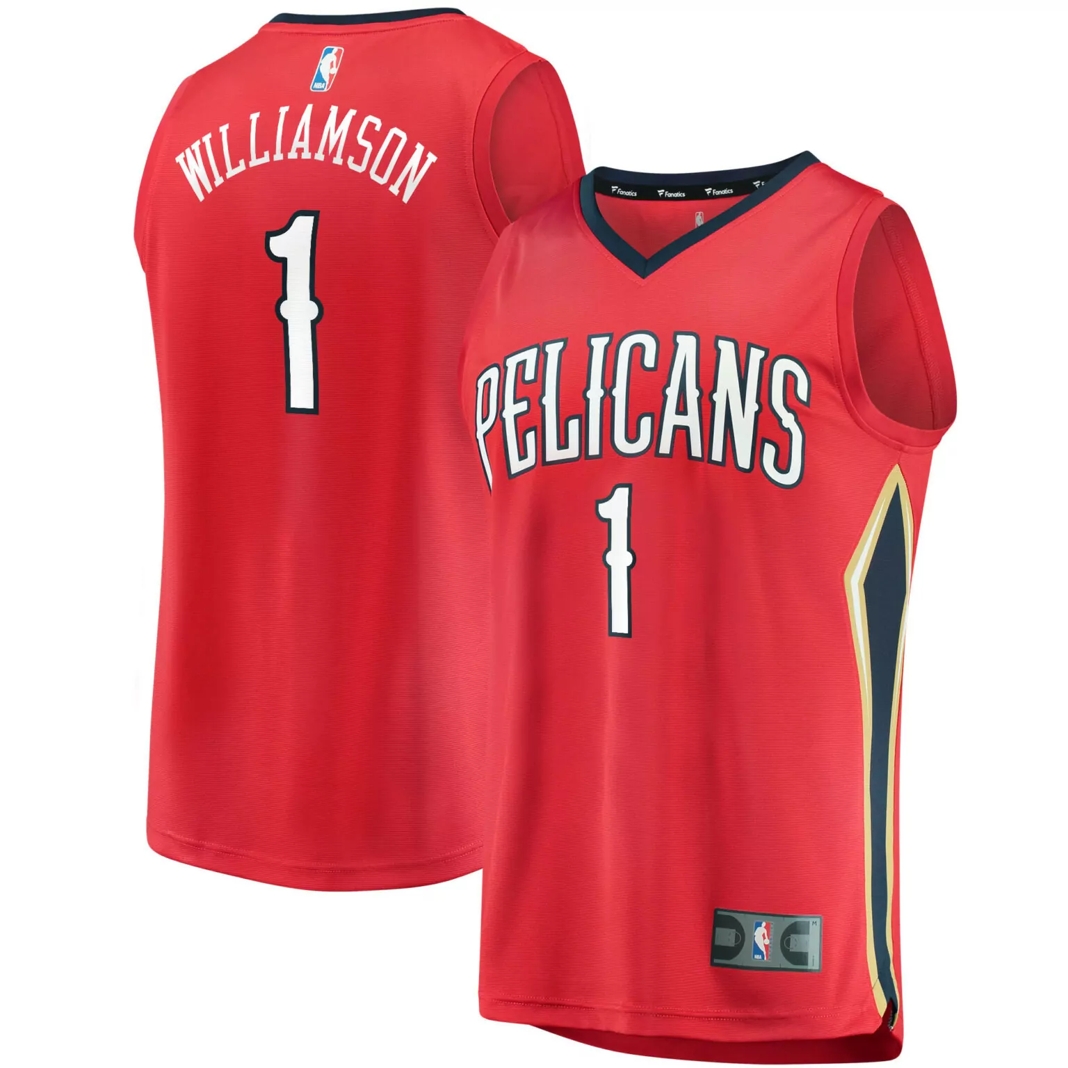 Zion Williamson 1 Pelicans Jersey Red Men Navy Gold
