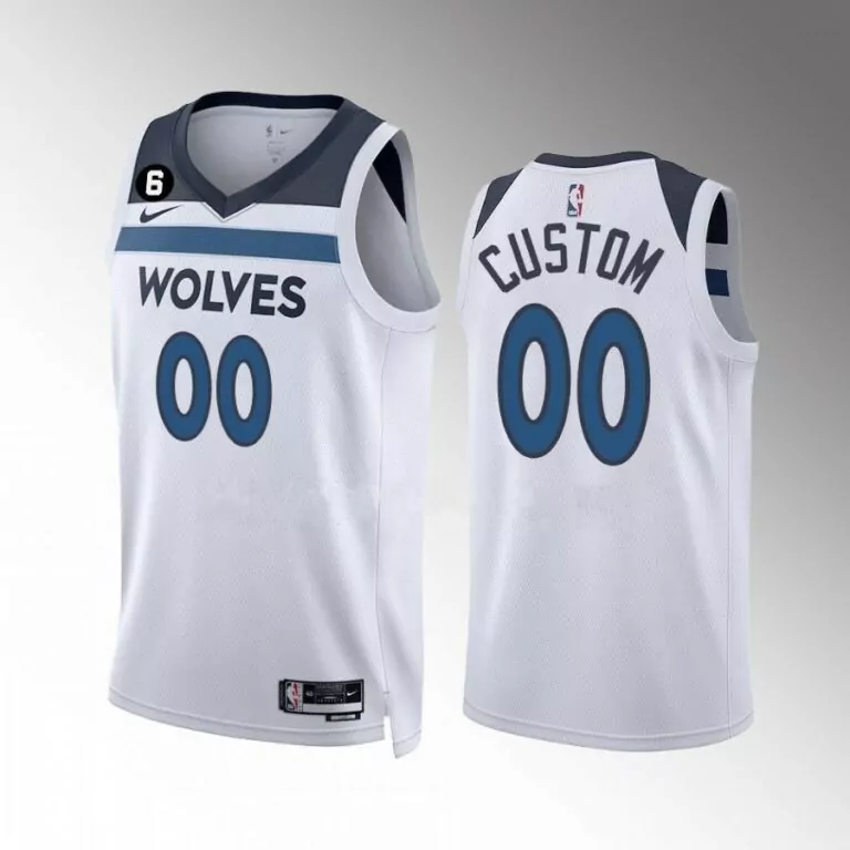 Custom Minnesota Timberwolves Jersey White Men NBA Navy Gray Swingman