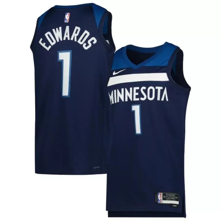 Anthony Edwards 1 Jersey Navy Minnesota Timberwolves Men White Royal Blue Unisex