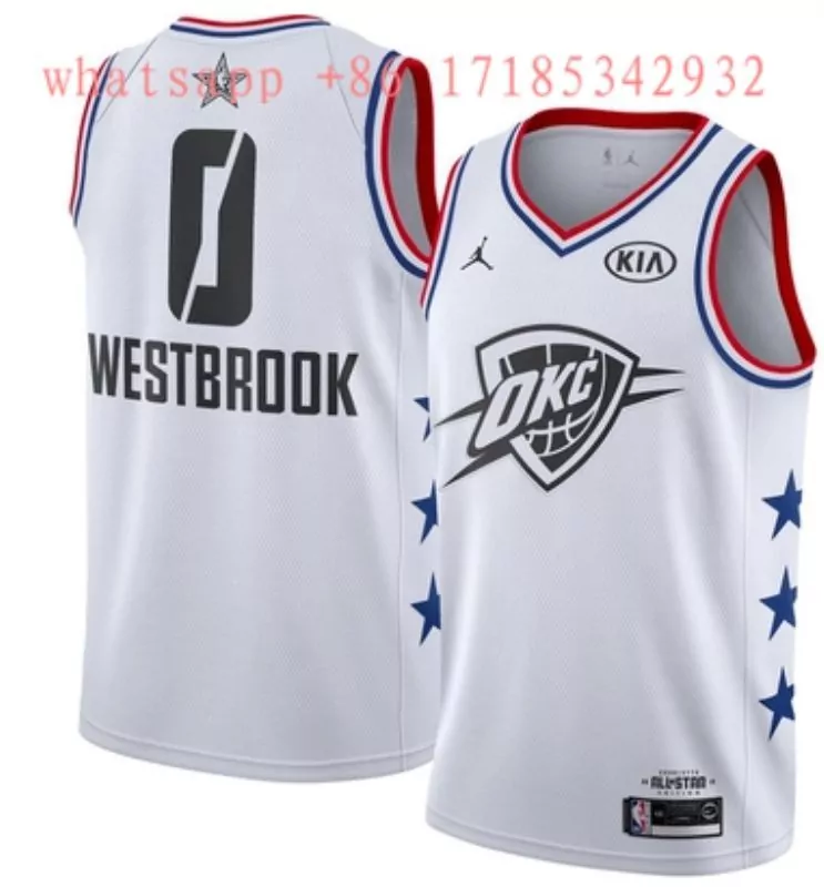 Russell Westbrook Jersey White All-star Oklahoma City Thunder Kia Edition Men Blue